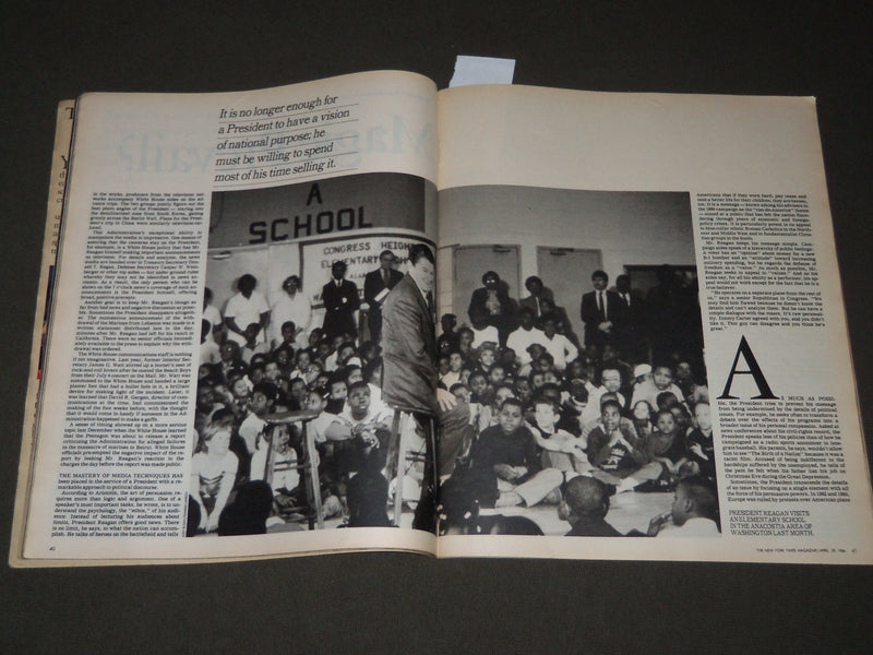 1984 APRIL 29 NEW YORK TIMES MAGAZINE SECTION - RONALD REAGAN COVER - J 3059