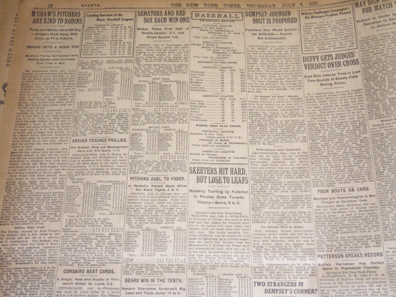 1921 JULY 7 NEW YORK TIMES NEWSPAPER- 400 EX-SOLDIERS NEW YORK SUICIDES- NT 8696