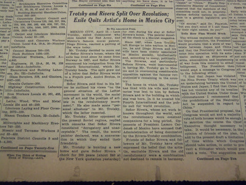 1939 APRIL 13 NEW YORK TIMES - TROTSKY AND RIVERA SPLIT - NT 3066