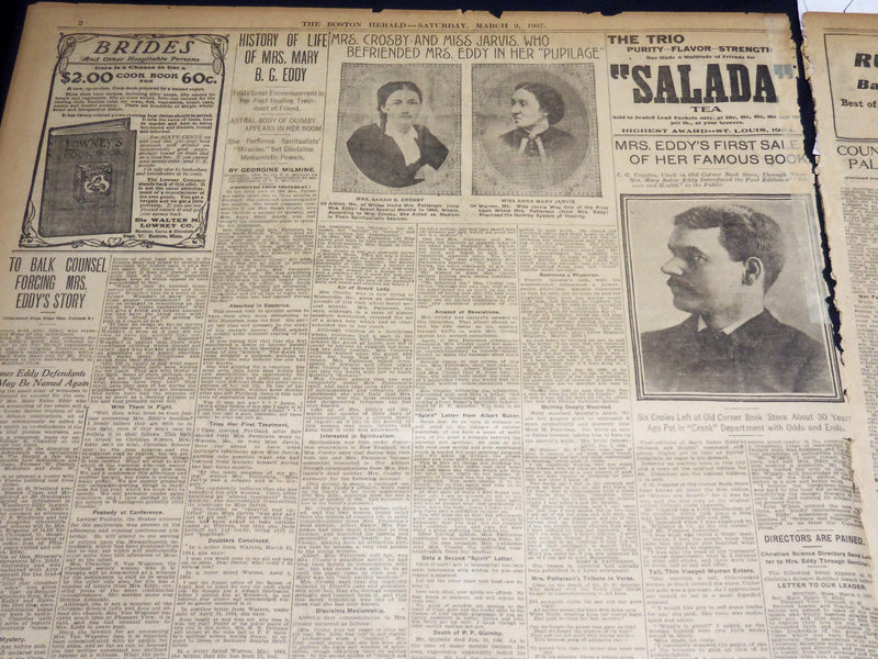 1907 MARCH 9 THE BOSTON HERALD -COUNTESS GOES FROM PALACE TO POOR HOUSE - BH 388