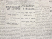 1922 MARCH 30 NEW YORK TIMES - ACTORS FIGHT BLAZE IN TIMES SQUARE - NT 8321