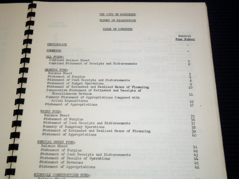 1949-1957 WATERBURY CONNECTICUT ANNUAL COMPTROLLER REPORTS LOT OF 3 - O 2351A