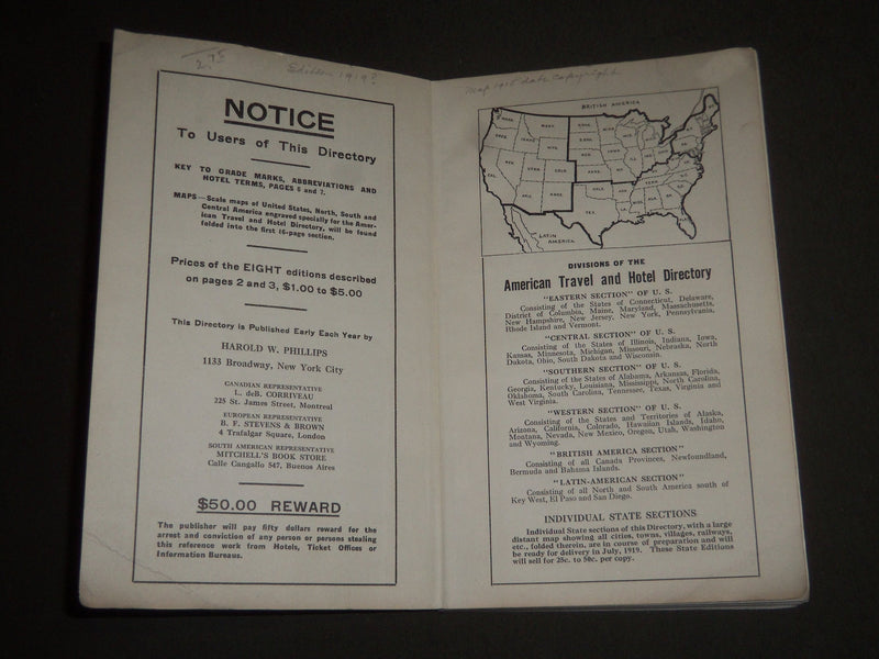1919 AMERICAN TRAVEL & HOTEL DIRECTORY - U. S. EASTERN SECTION - KD 4288