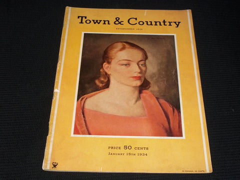 1934 JANUARY 15 TOWN & COUNTRY MAGAZINE - PAUL TREBILOCK FRONT COVER - E 2532