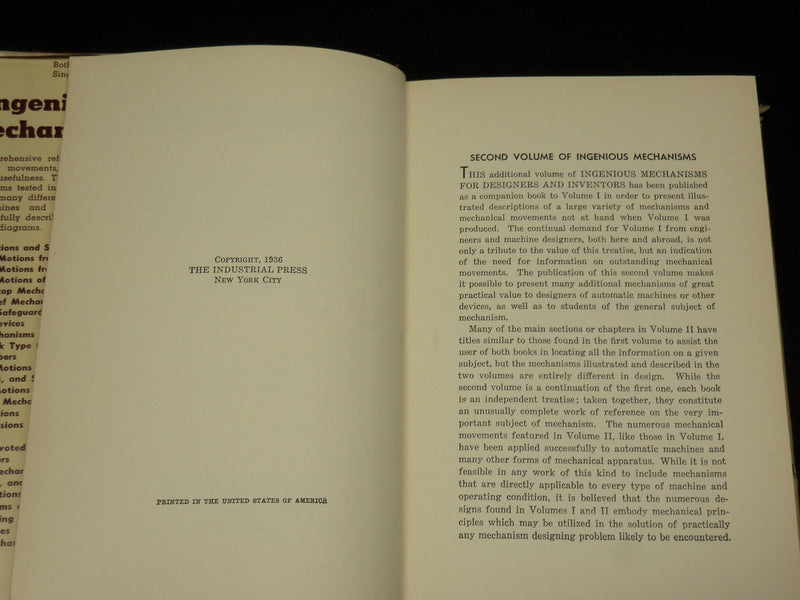 1948 INGENIOUS MECHANISMS FOR DEISGNERS AND INVENTORS VOL. 2 BOOK - KD 7326