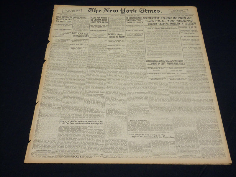 1923 JANUARY 29 NEW YORK TIMES - GREAT ART THEATRE PLANNED BY GEST - NT 7898