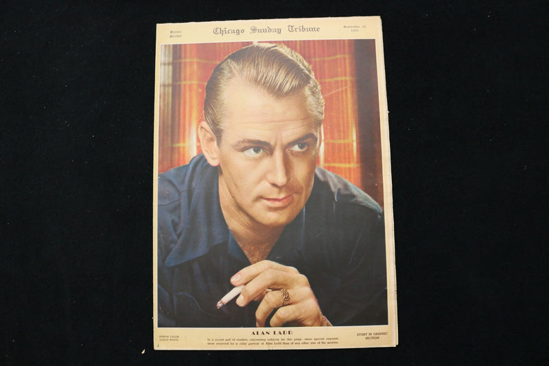 1943 SEPTEMBER 19 CHICAGO SUNDAY TRIBUNE MAGAZINE - ALAN LADD COVER - E 26236