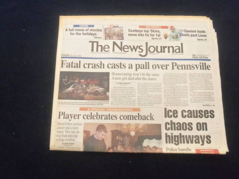 1996 NOV 29 THE NEWS JOURNAL NEWSPAPER - FATAL CRASH -WILMINGTON, DE - NP 6102