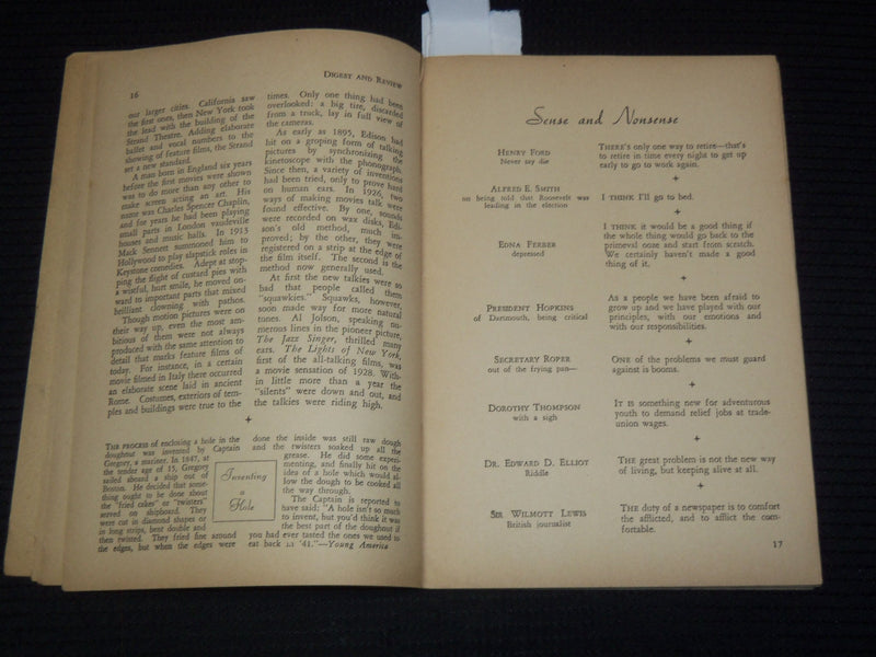 1937 JANUARY DIGEST AND REVIEW MAGAZINE - BIRTH OF THE MOVIES - K 1017