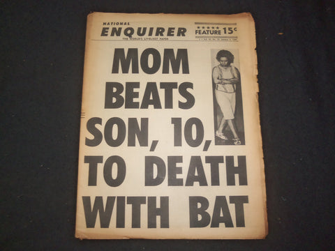 1966 JAN 9 NATIONAL ENQUIRER NEWSPAPER -MOM BEATS SON TO DEATH WITH BAT- NP 7405