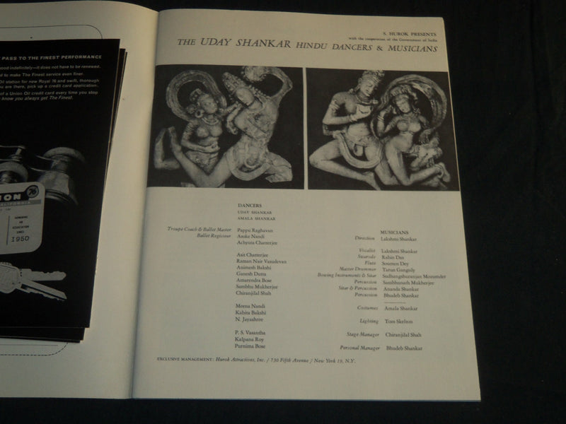 1962-1963 THE UDAY SHANKAR HINDU DANCERS & MUSICIANS BALLET PROGRAM - J 5132