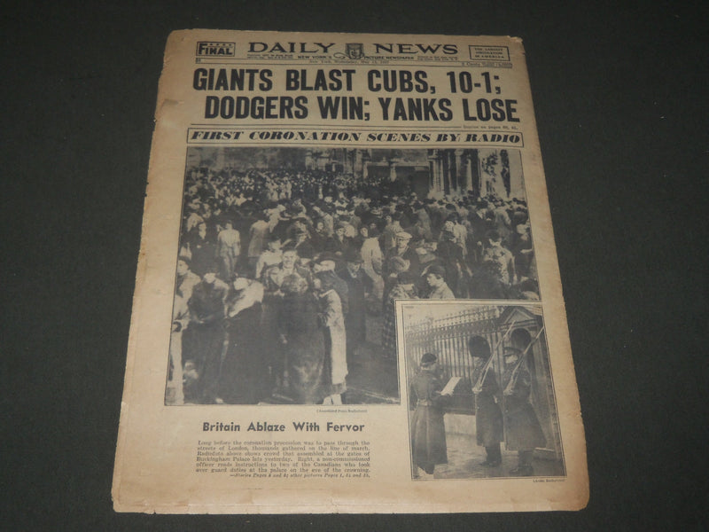 1937 MAY 12 NEW YORK DAILY NEWS - KING GEORGE HAILED BY MILLIONS - NP 2909