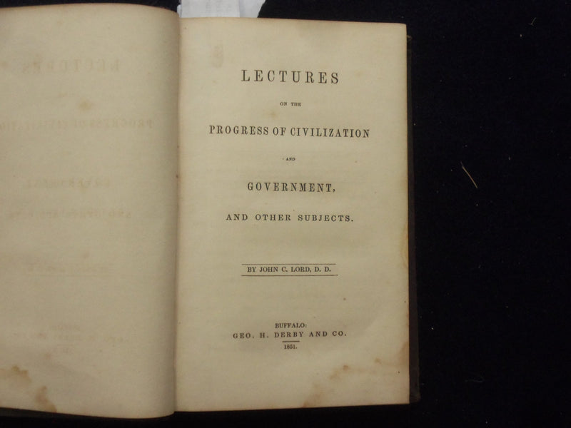 1851 LECTURES ON THE PROGRESS OF CIVILIZATION HARDCOVER BOOK -JOHN LORD- KD 8447