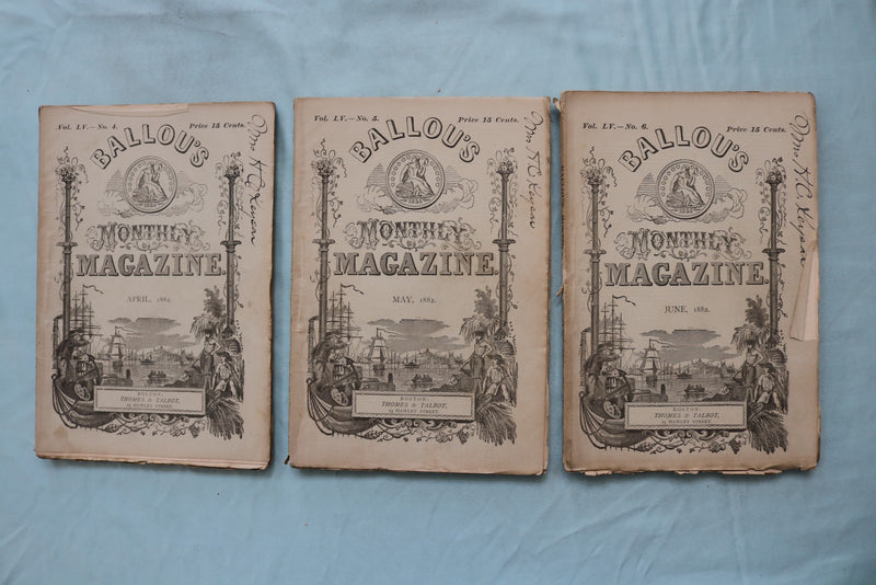1882 BALLOU'S MONTHLY MAGAZINE - LOT OF 11 - O 3974