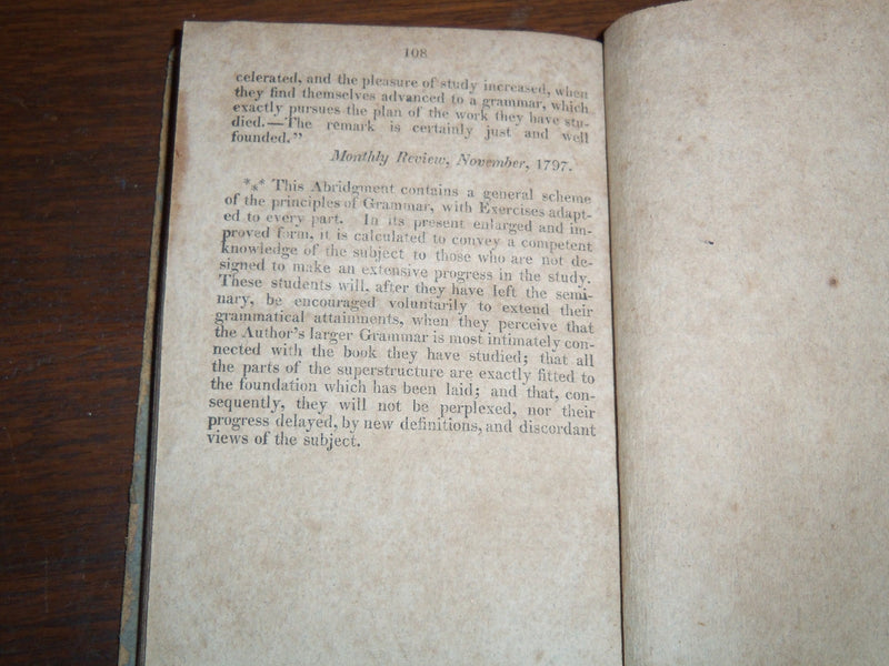 1927 MURRAY'S ENGLISH GRAMMAR ABRIDGED BOOK BY LINDLEY MURRAY - K 1287