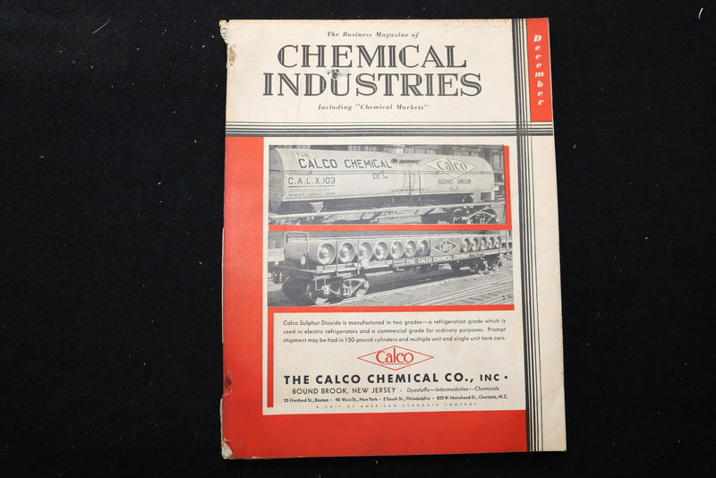 1933 DECEMBER CHEMICAL MARKETS MAGAZINE - CALCO CHEMICAL CO. COVER - SP 6258X