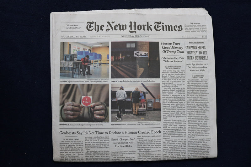 2024 MARCH 6 NEW YORK TIMES - CAMPAIGN SHIFTS STRATEGY TO LET BIDEN BE HIMSELF