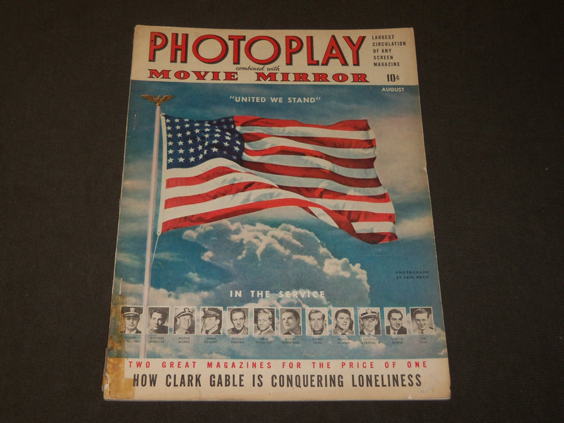 1942 AUGUST PHOTOPLAY MOVIE MIRROR MAGAZINE - AMERICAN FLAG COVER - M 275