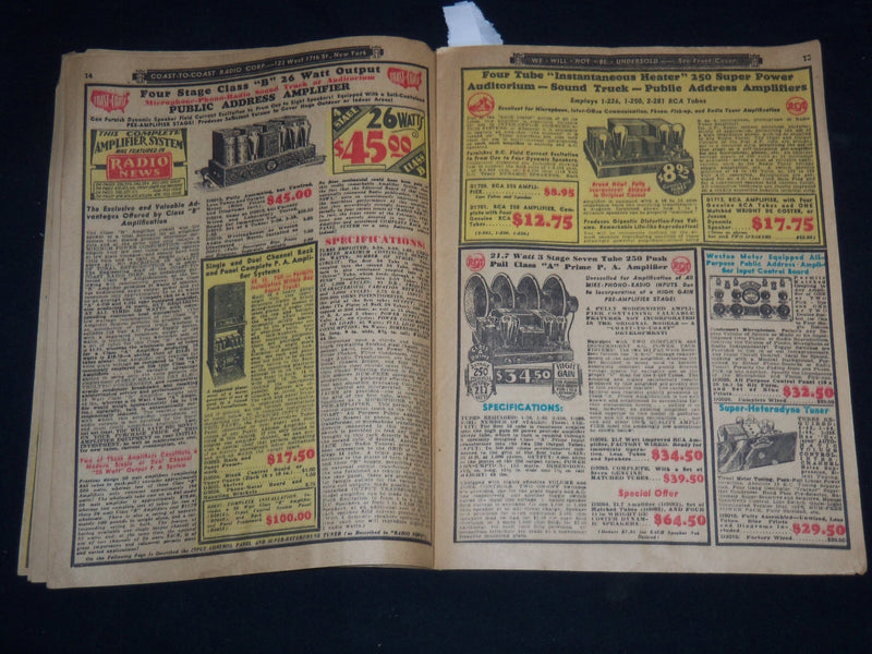 1933 COAST TO COAST RADIO CORP. SALE CATALOG - SUPPLEMENT EDN - J 9127