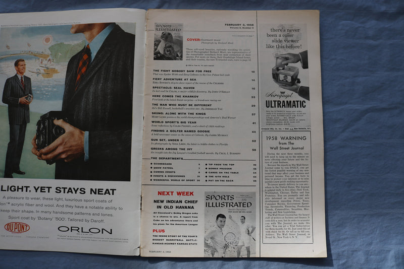 1958 FEBRUARY 3 SPORTS ILLUSTRATED MAGAZINE - BILL RUSSELL ARTICLE - ST 5505A