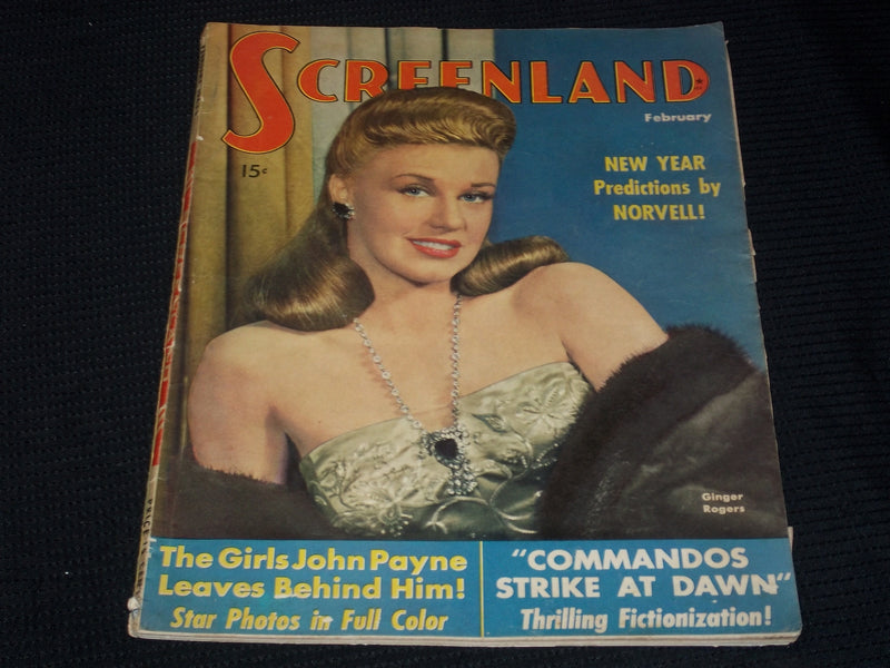 1943 FEBRUARY SCREENLAND MAGAZINE - GINGER ROGERS FRONT COVER - E 3644