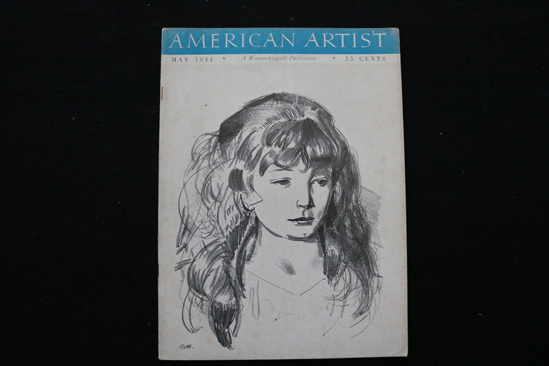 1944 MAY AMERICAN ARTIST MAGAZINE - LITHOGRAPH SKETCH OF ANNE COVER - SP 4183Q