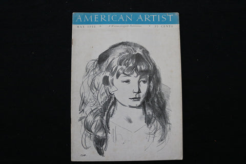 1944 MAY AMERICAN ARTIST MAGAZINE - LITHOGRAPH SKETCH OF ANNE COVER - SP 4183Q