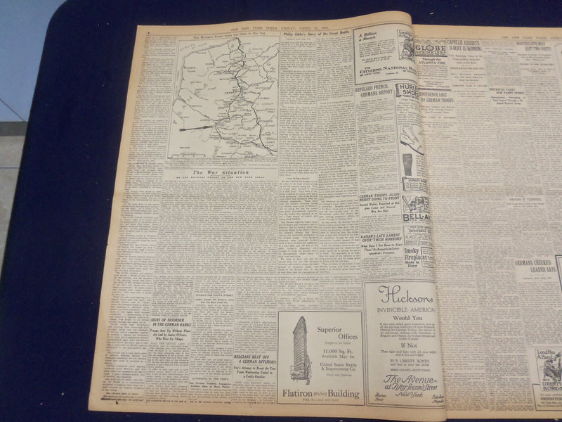 1918 APRIL 19 NEW YORK TIMES - FRENCH ARMY ARRIVES, GERMANS HALTED - NT 8223