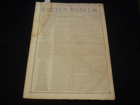 1850 SEPTEMBER 28 BOSTON MUSEUM NEWSPAPER - JENNY LIND LEADING FASHION - NP 9052