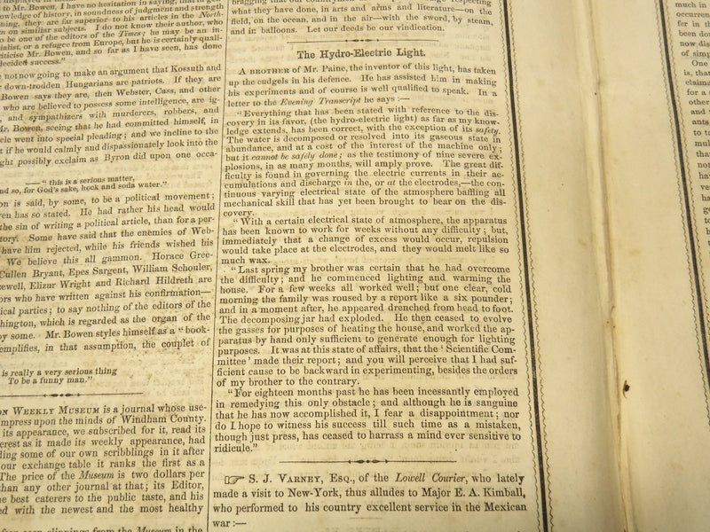 1851 FEBRUARY 15 BOSTON MUSEUM NEWSPAPER - NIGHT BY HENRY LONGFELLOW - NP 9033