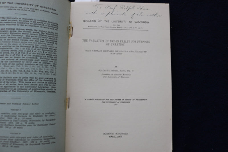 1914 THE VALUATION OF URBAN REALTY FOR TAXATION - UNIV. OF WISCONSIN - K 1475
