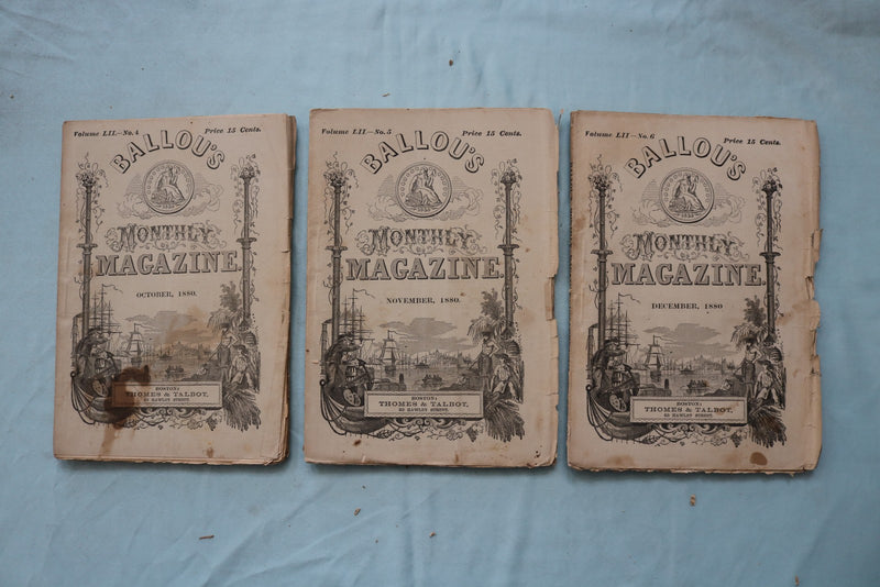1880 BALLOU'S MONTHLY MAGAZINE - COMPLETE YEAR - LOT OF 12 - O 3975