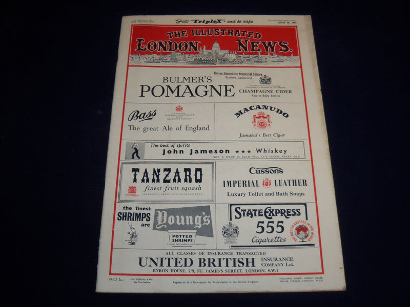 1956 JUNE 30 ILLUSTRATED LONDON NEWS MAGAZINE - QUEEN ELIZABETH COVER - 8063