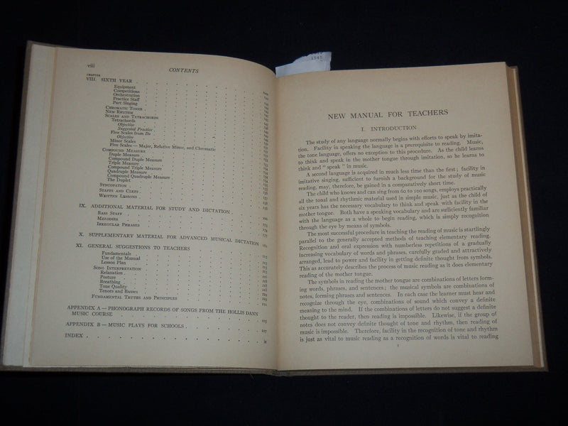 1929 NEW MANUAL FOR TEACHERS VOLUME BY HOLLIS DANN - MUSIC COURSE - KD 4814N