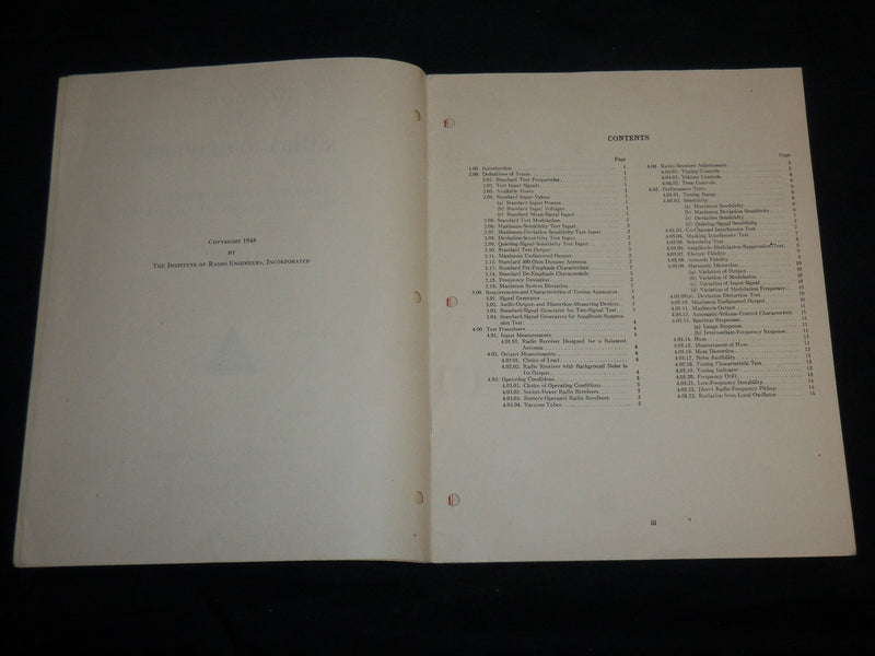 1947 STANDARDS ON RADIO RECEIVERS CATALOG - METHODS OF TESTING - J 6669