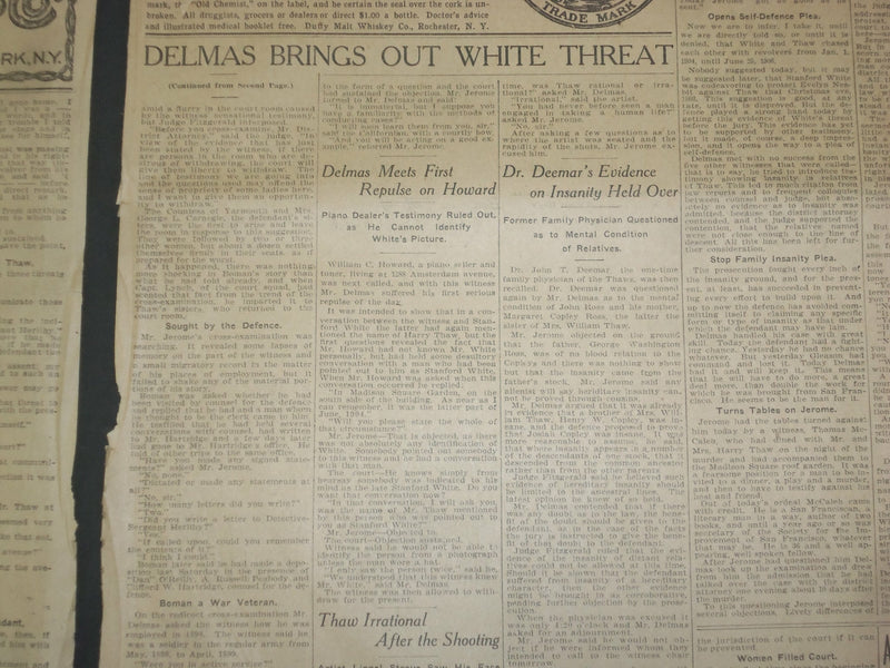 1907 FEBRUARY 7 THE BOSTON HERALD- DELMAS BRINGS OUT WHITE THREAT TO KILL- BH 32