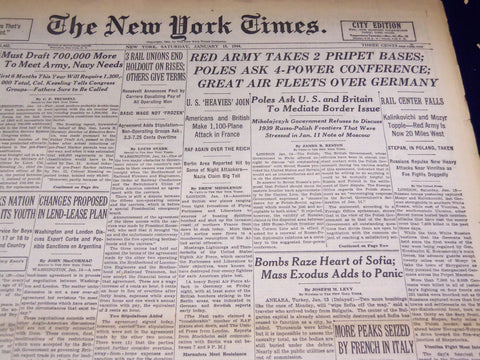 1944 JANUARY 15 NEW YORK TIMES - RED ARMY TAKES 2 BASES PRIPET - NT 2388