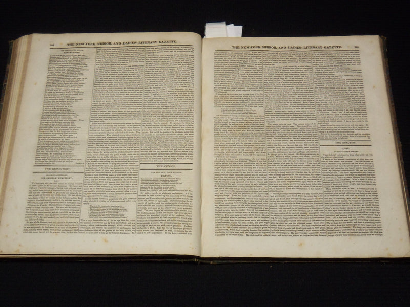 1828-1829 NEW YORK MIRROR AND LADIES GAZETTE BOUND VOLUME - SHELLEY - R 89P