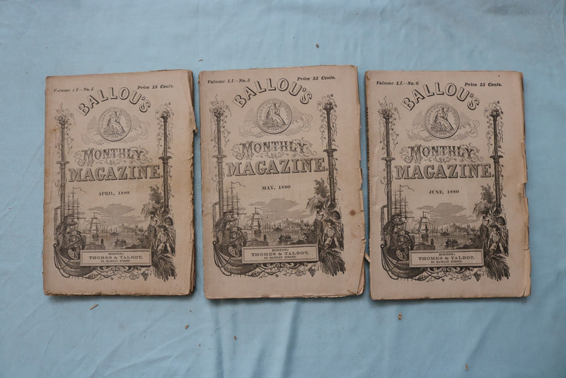1880 BALLOU'S MONTHLY MAGAZINE - COMPLETE YEAR - LOT OF 12 - O 3975