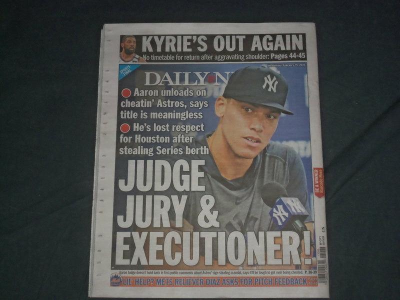 2020 FEBRUARY 19 NEW YORK DAILY NEWS NEWSPAPER - AARON JUDGE UNLOADS ON ASTROS
