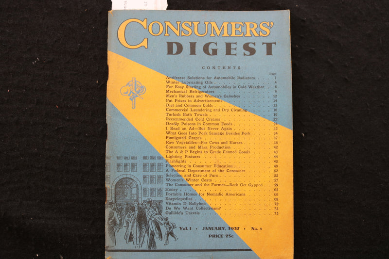 1937 JANUARY CONSUMERS' DIGEST MAGAZINE - VOLUME 1, NUMBER 1 - K 2377