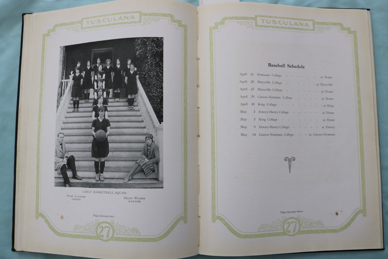 1927 TUSCULANA TUSCULUM COLLEGE SCHOOL YEARBOOK - TUSCULUM, TENNESSEE - YB 3596