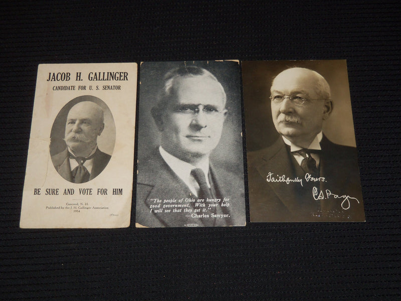 1900'S POLITICAL POST CARDS LOT OF 3 - JACOB H. GALLINGER - J 9530