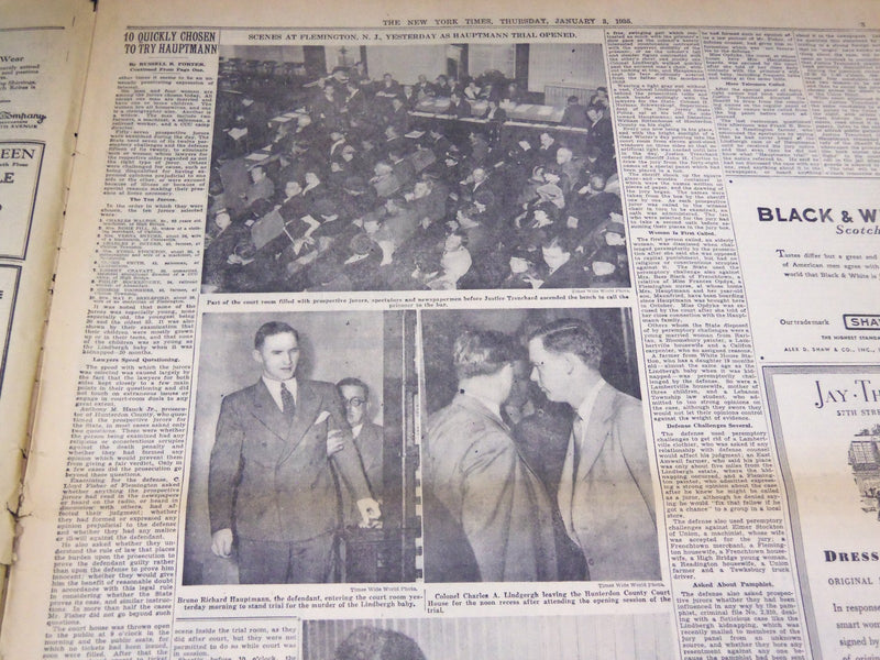 1935 JAN 3 NEW YORK TIMES 10 HAUPTMANN JURORS, 4 WOMEN, QUICKLY CHOSEN - NT 1942