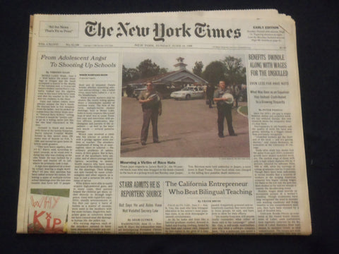 1998 JUNE 14 NEW YORK TIMES NEWSPAPER - STARR IS REPORTERS' SOURCE - NP 7131
