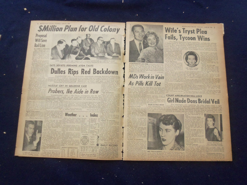 1958 JUNE 26 BOSTON RECORD AMERICAN NEWSPAPER-$1 MIL TO SAVE OLD COLONY- NP 6261