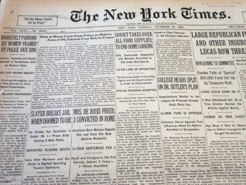 1930 DECEMBER 23 NEW YORK TIMES - MRS. DE BOSIS FREED IN ROME - NT 5720