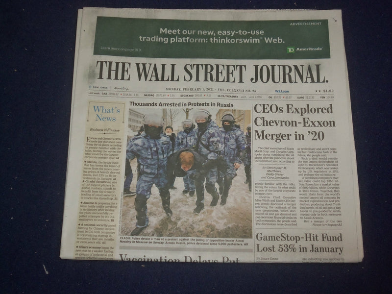2021 FEBRUARY 1 THE WALL STREET JOURNAL - CEOs EXPLORED CHEVRON-EXXON MERGER '20