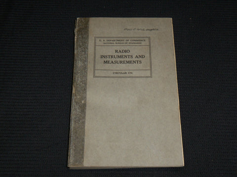 1937 RADIO INSTRUMENTS AND MEASUREMENTS SOFTCOVER BOOK - KD 7424