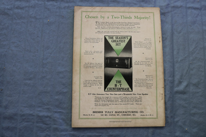 1927 JULY RADIO BROADCAST MAGAZINE - NEW BATTERY CHARGER COVER - ST 1767O